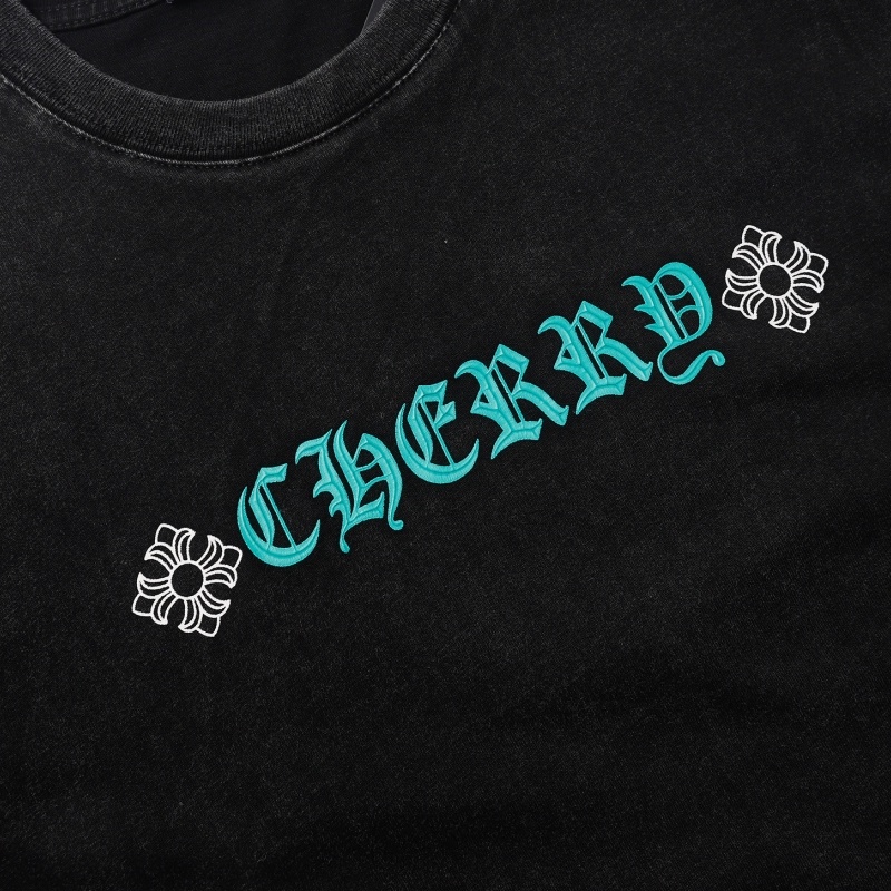 Chr-come88he-arts- Nước Rửa Màu Thời Trang Chất Lượng Cao Xu Hướng Công Nghiệp Hạng Nặng Áo Thun Cao Su Ngắn Tay In Họa Tiết Nhập Khẩu