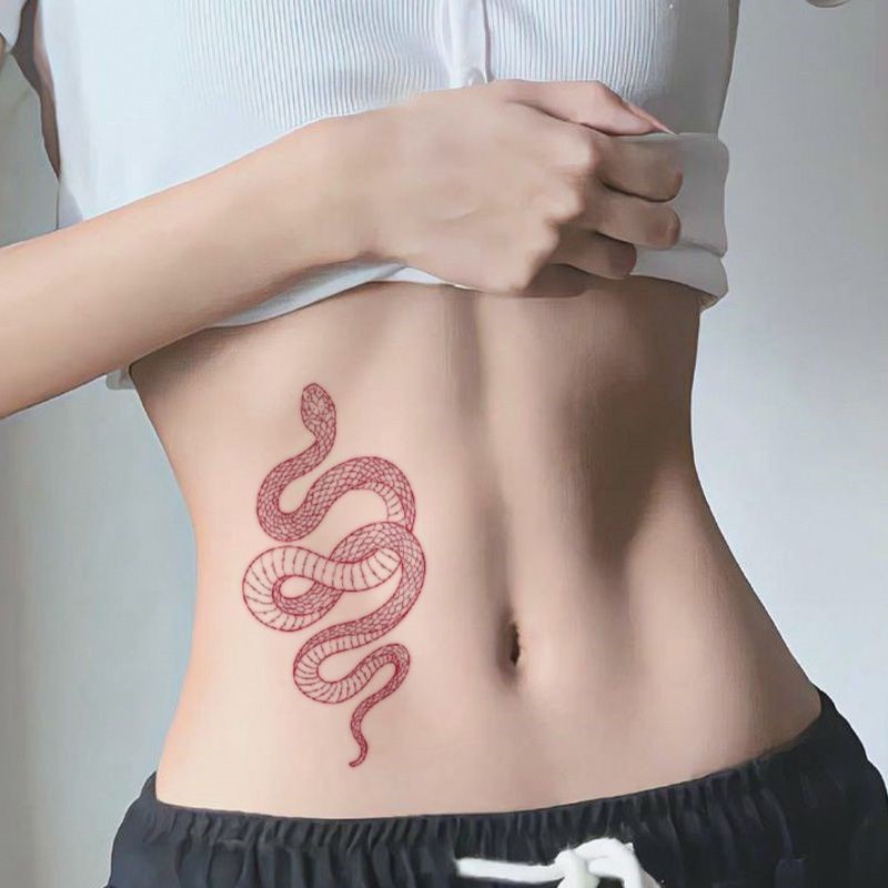 Hình Xăm Dán Tạm Thời Hình Rắn Đỏ Chống Nước
