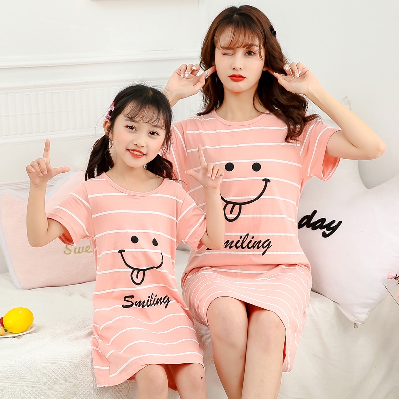 Đầm Ngủ Chất Liệu Cotton Mỏng Thời Trang Mùa Hè Kích Thước 100-180cm Cho Mẹ Và Bé