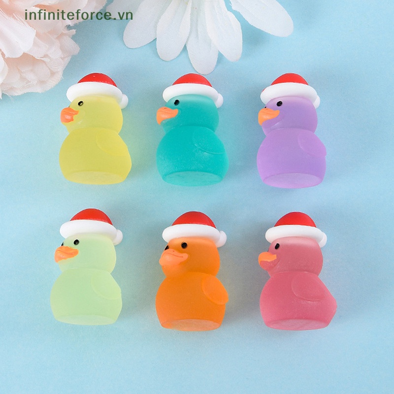 Bộ 2 Vịt Nhựa Resin Phát Quang Dễ Thương Dùng Trang Trí Giáng Sinh Diy