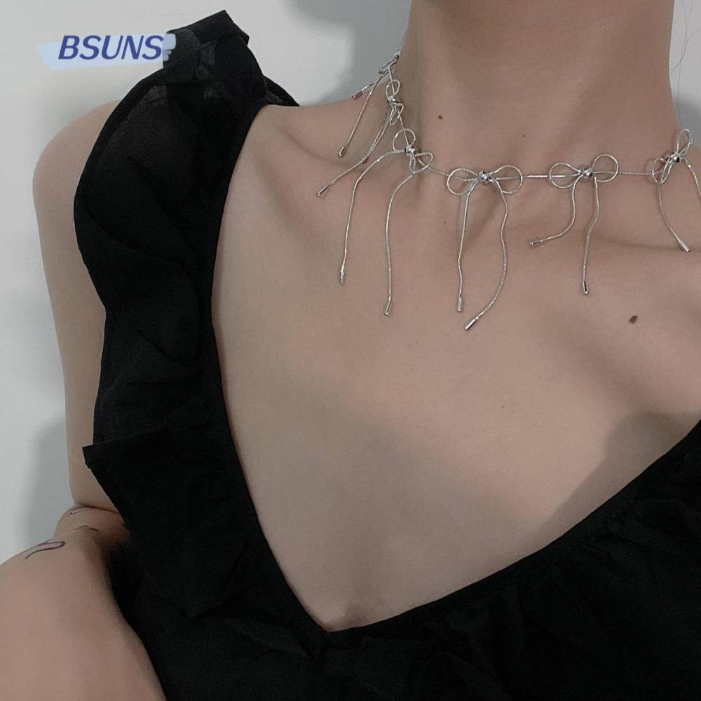 BSUNS Vòng Cổ Kim Loại Y2k Thắt Nơ