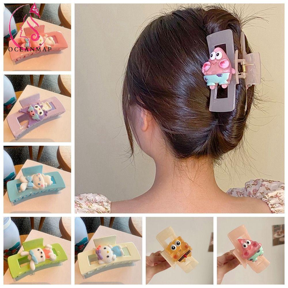 OCEANMAP Kẹp Tóc Móng Vuốt Lớn Họa Tiết Hoạt Hình Melody SpongeBob Cá Mập Cho Bé Gái