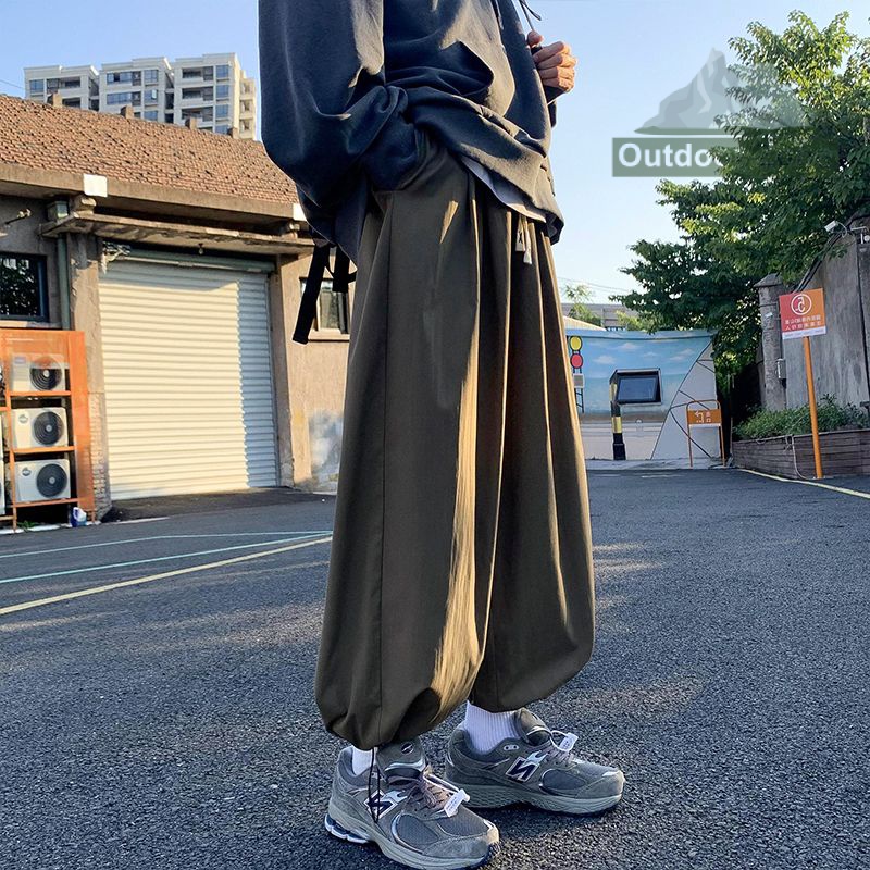 Quần Jogger Dáng Rộng Dây Rút Phong Cách Nhật Bản Thời Trang Xuân Hè Cho Nam Và Nữ