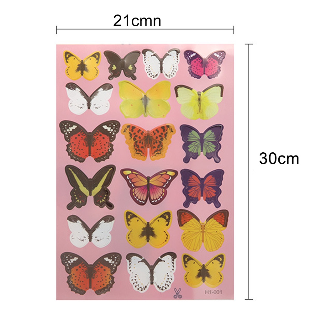 1 Tấm Hình Dán Trang Trí Tường Hình Bướm 3D Bằng PVC Chống Thấm Nước