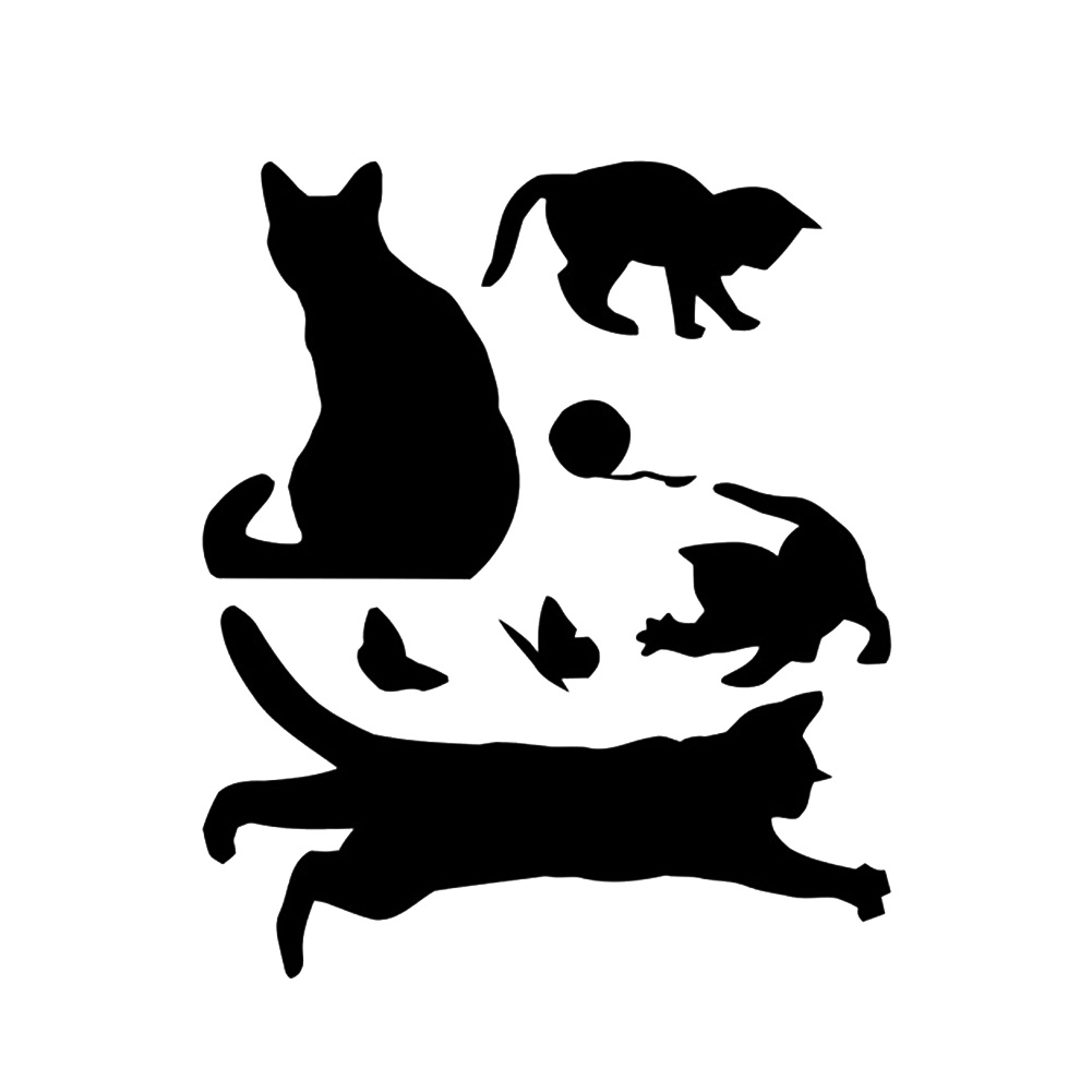 Miếng Dán Tường Trang Trí Hình Mèo Và Bướm 42x36cm DIY