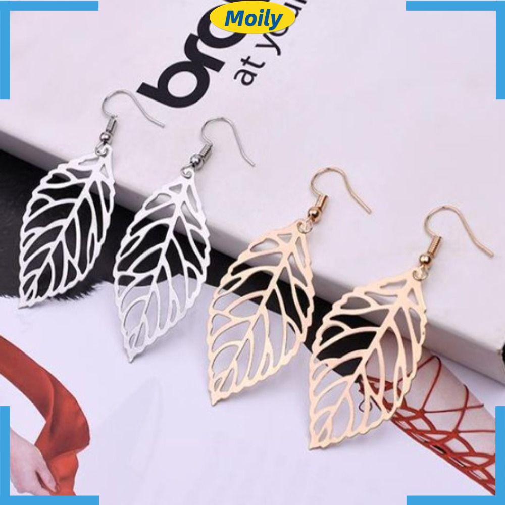 MOILYVN Bộ 12 Đôi Bông Tai Hình Lá Bằng Hợp Kim Màu Vàng / Bạc Phong Cách Bohemia Cổ Điển Cho Nữ