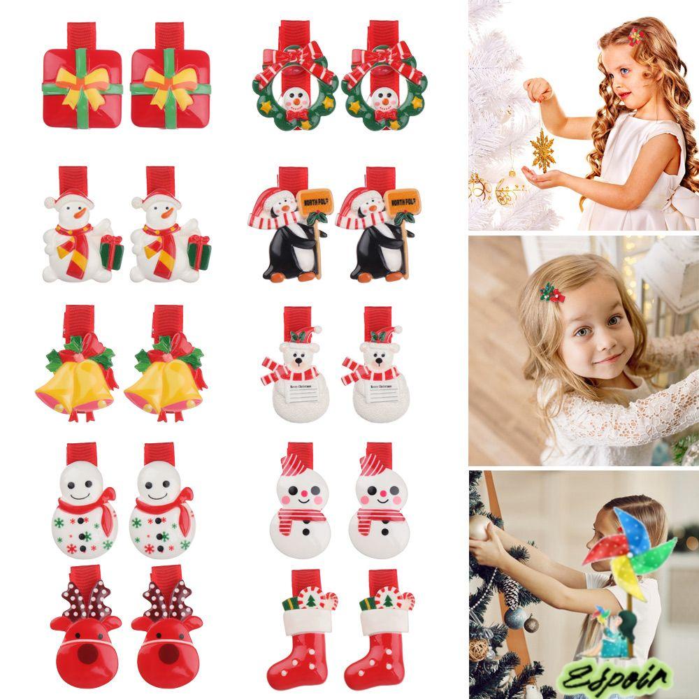 ESPO 1 Cặp Kẹp Tóc Giáng Sinh Dễ Thương