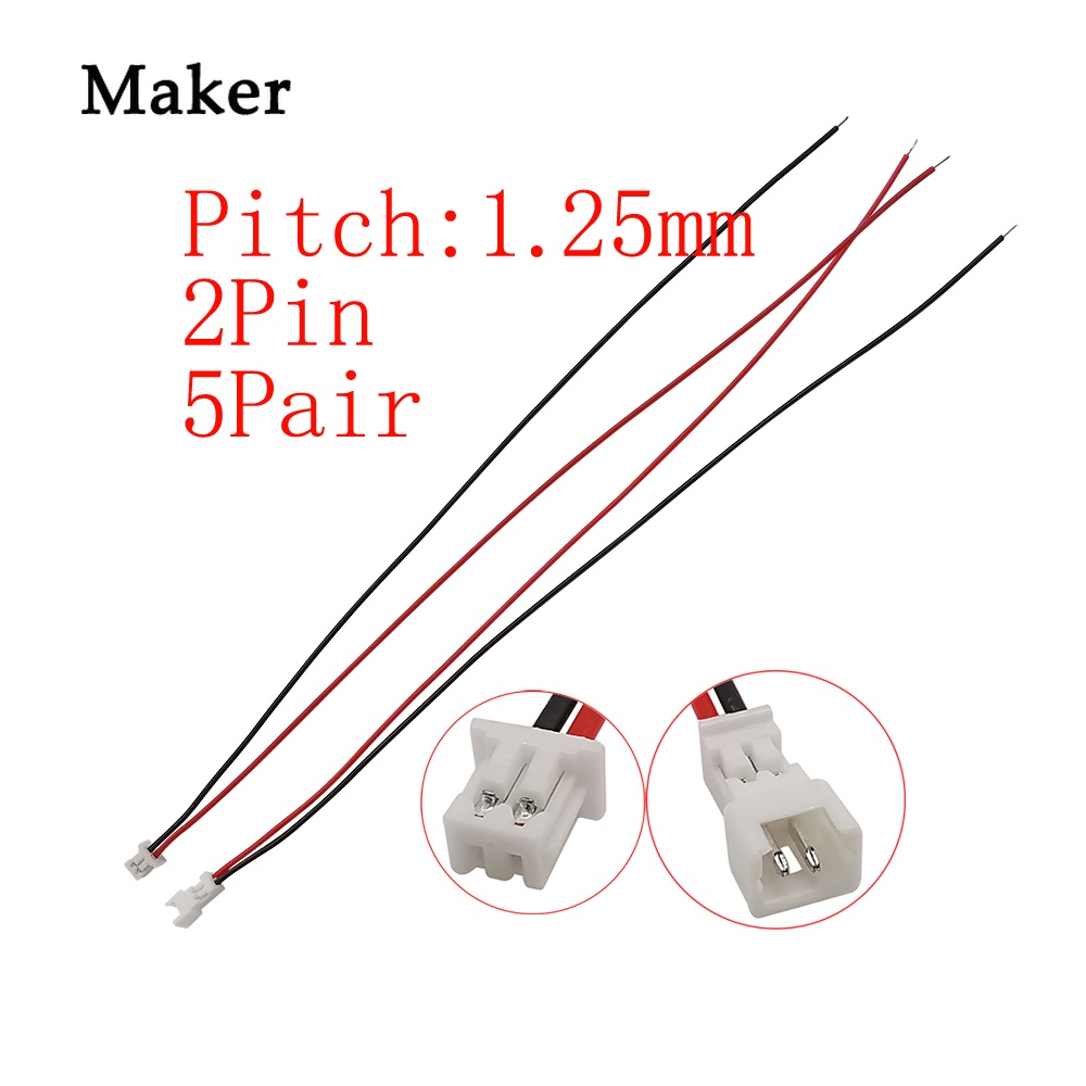 Set 5 Cặp Giắc Cắm Micro JST 1.25mm 150MM 2 / 3 / 4 / 5 / 6 Pin Kèm Dây Cáp Kết Nối 150MM 28AWG