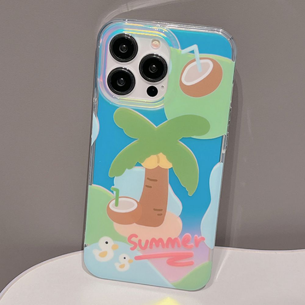 Ốp Điện Thoại TPU Mềm Chống Sốc Họa Tiết Cây Dừa / Vịt Cho IPhone 14 13 12 11 Pro Max X XR 8 7 Plus