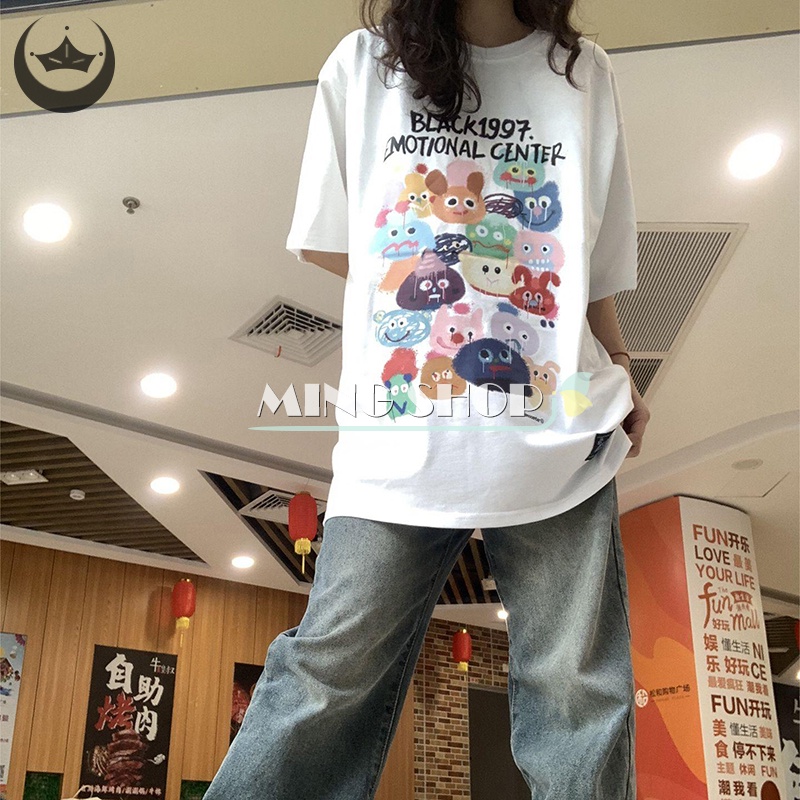 Áo Thun Nữ Ngắn Tay Cổ Tròn In Chữ Thời Trang