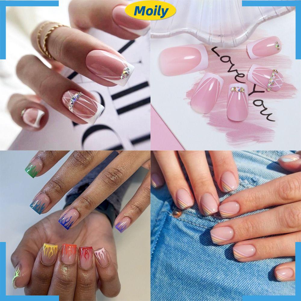 MOILYVN Bộ Móng Tay Giả Đầu Vuông Thời Trang Dành Cho Nữ