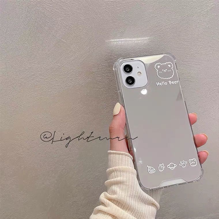 Ốp Điện Thoại Mặt Gương Hình Gấu Đáng Yêu