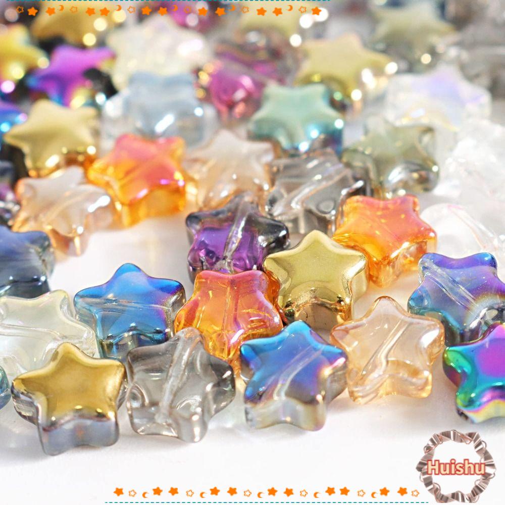 HS Set 200 Hạt Xỏ Lỗ Hình Ngôi Sao 8mm Dùng Để Làm Trang Sức Thủ Công