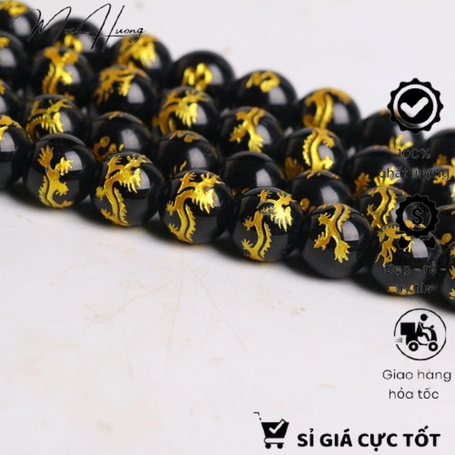 5 Hạt tròn khắc rồng làm handmade DIY - MH513