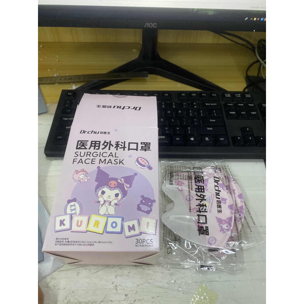 SANRIO Hộp 30 Khẩu Trang 3d Hình Cinnamoroll Melody Dễ Thương Cho Bé 0-12 Tuổi