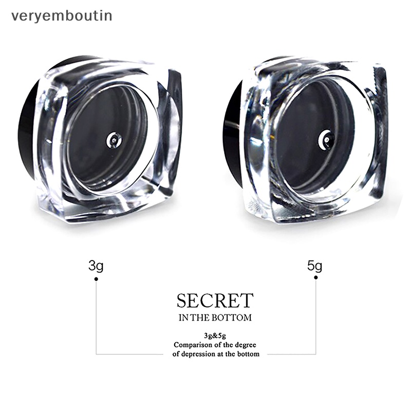 Set 10 Lọ Nhựa Rỗng Mini Hình Vuông Đựng Mỹ Phẩm / Kem / Sữa Dưỡng Tiện Dụng