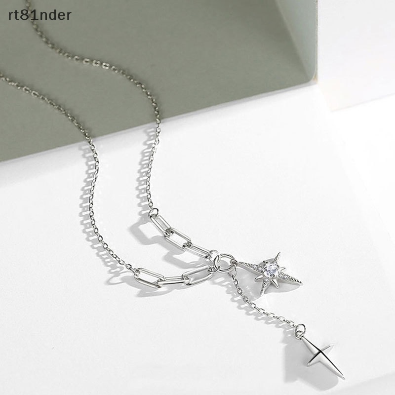 Rt Vòng cổ Bạc Mặt Ngôi Sao Sáu Cánh Đính Đá Zircon Đơn Giản Ngọt Ngào Cho Nữ