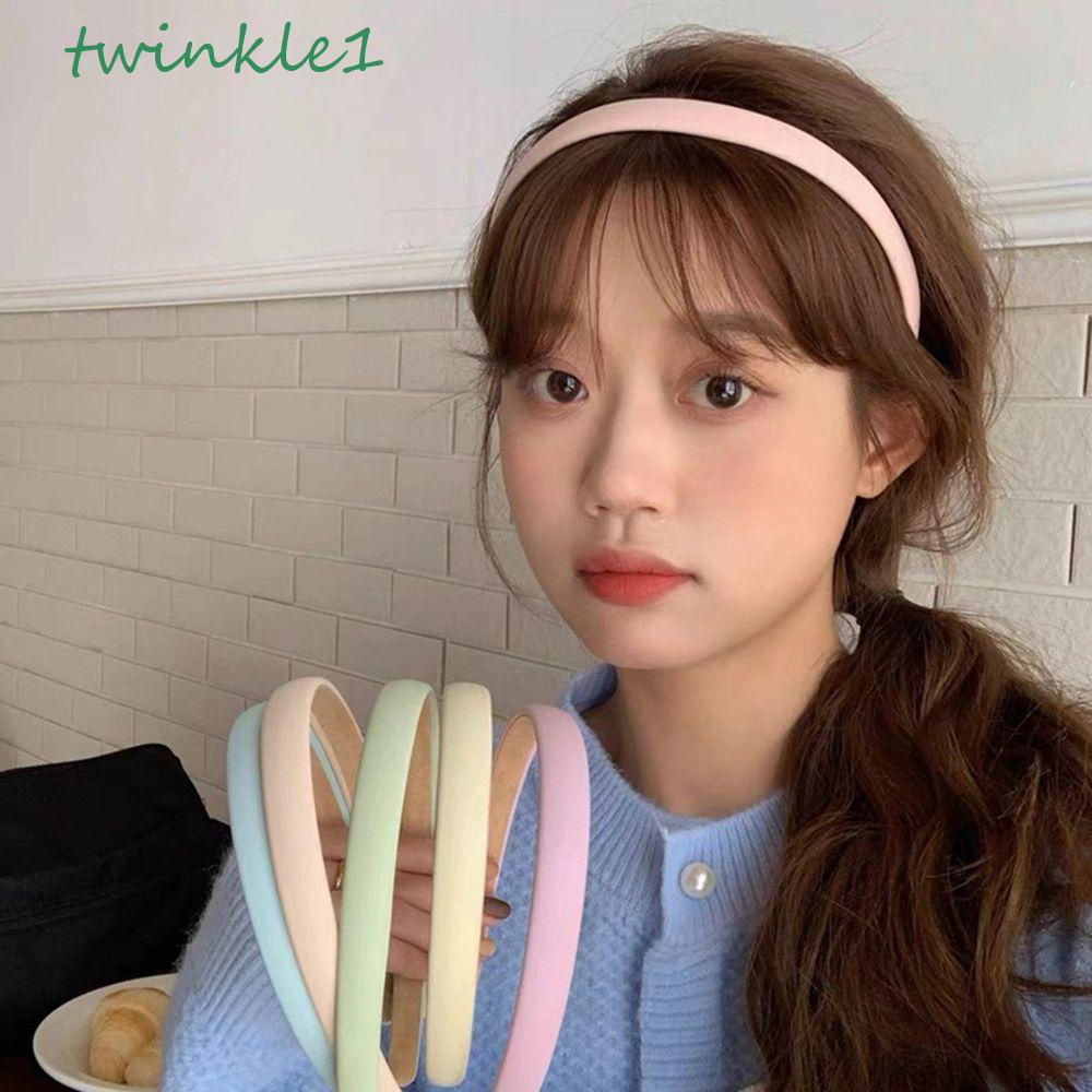 TWINKLE Băng Đô Cài Tóc Bằng Da PU Màu Sắc Ngọt Ngào Đơn Giản Cho Nữ