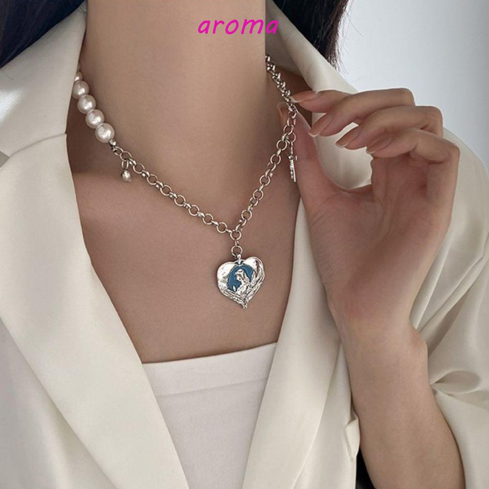 AROMA Vòng Cổ Choker Mặt Trái Tim Phong Cách Thời Trang Hàn Quốc