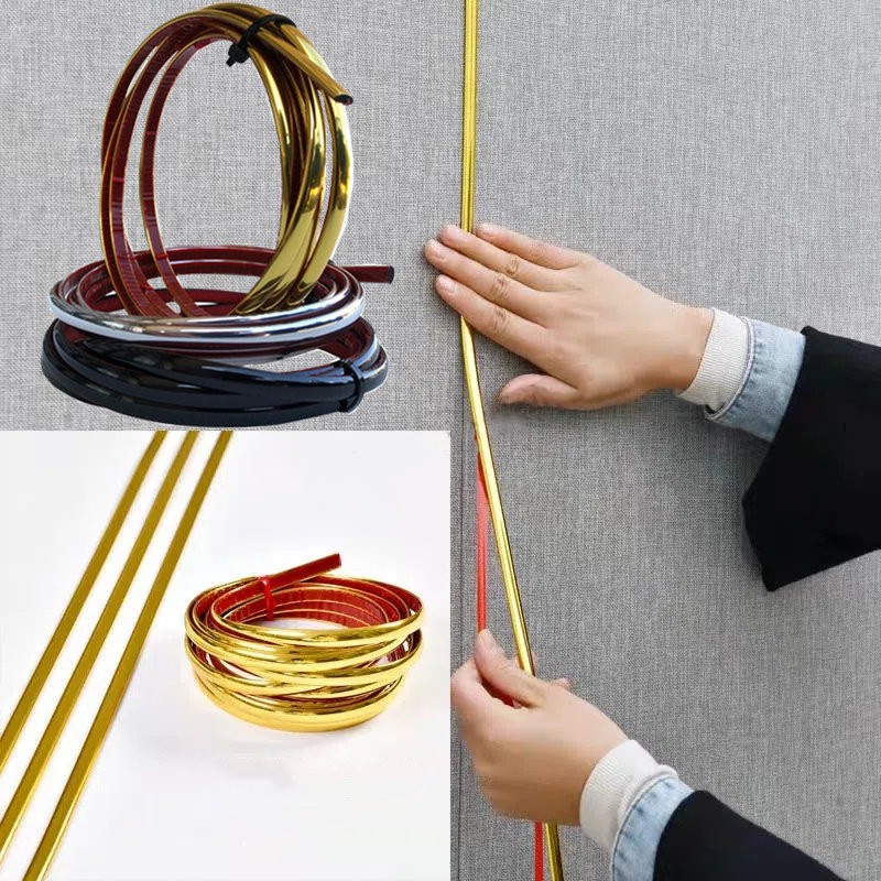 1 Cuộn Băng Keo PVC Màu Vàng Tự Dính Trang Trí Viền Nền Tường / Gạch Trần Nhà