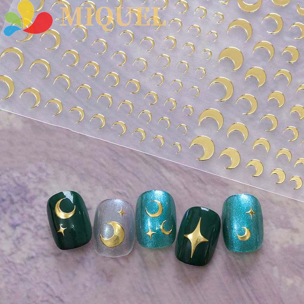 MIQUEL Miếng Dán Trang Trí Móng Tay Tự Dính Thiết Kế Phong Cách Hàn Quốc Sáng Tạo Màu Trắng Đen