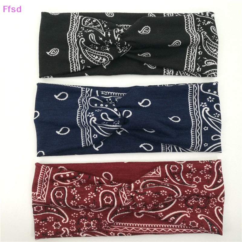 Băng Đô Bandana Bằng Cotton Rửa Mặt / Trang Điểm Làm Đẹp {Ffsd} Băng Đô Co Giãn In Họa Tiết Đan Chéo Thể Thao {Ffsd} Làm Đẹp