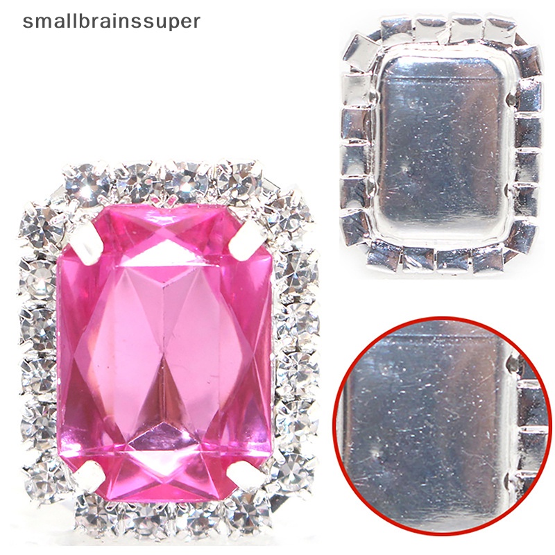 Nút Hình Chữ Nhật Bằng Acrylic Đáy Phẳng Đính Đá Kim Cương Giả Dùng May Vá DIY