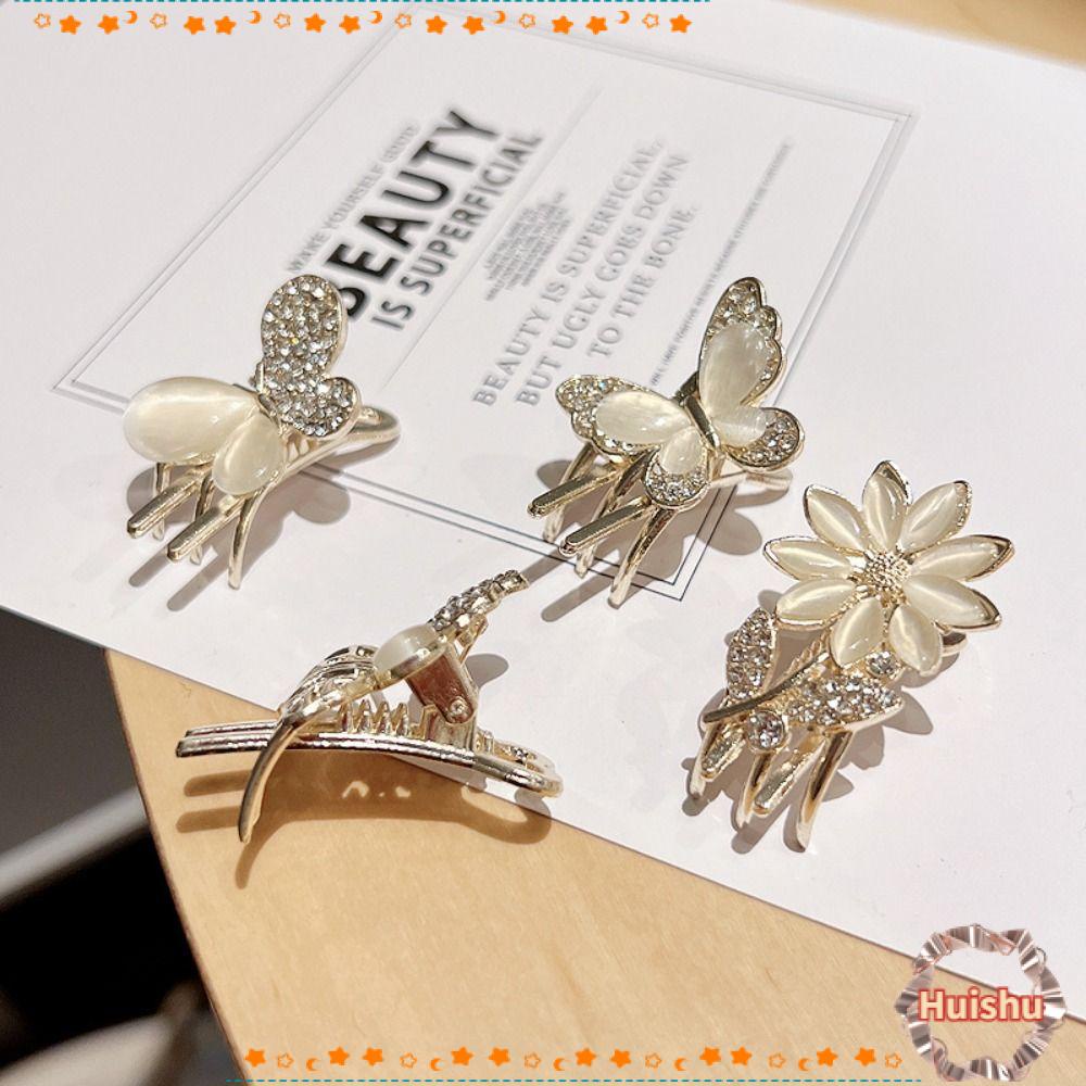 HS Kẹp Tóc Mái Bằng Kim Loại Hình Bướm Đính Đá Thanh Lịch Cho Nữ