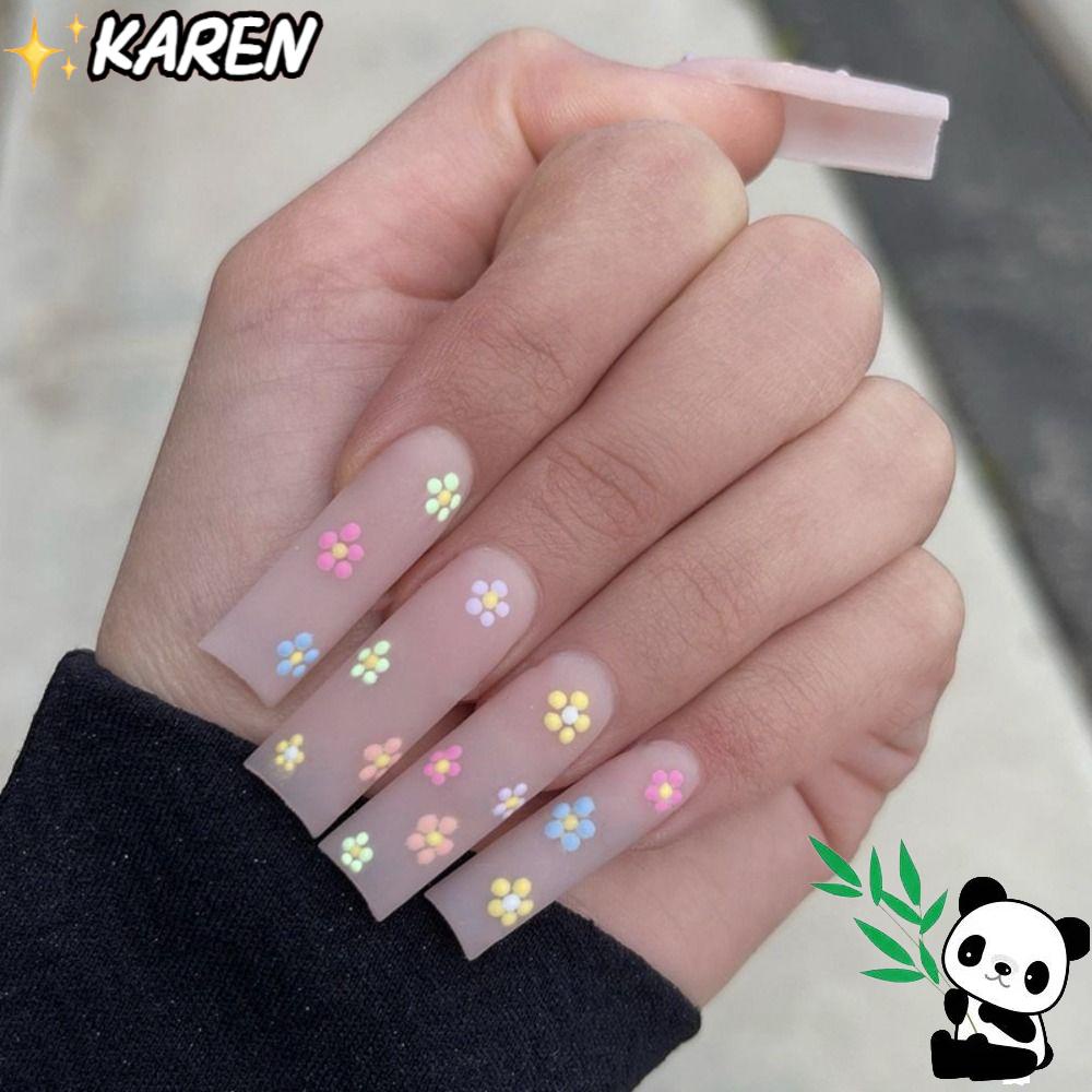 KAREN Bộ Móng Tay Giả Che Phủ Toàn Diện Đầu Vuông DIY