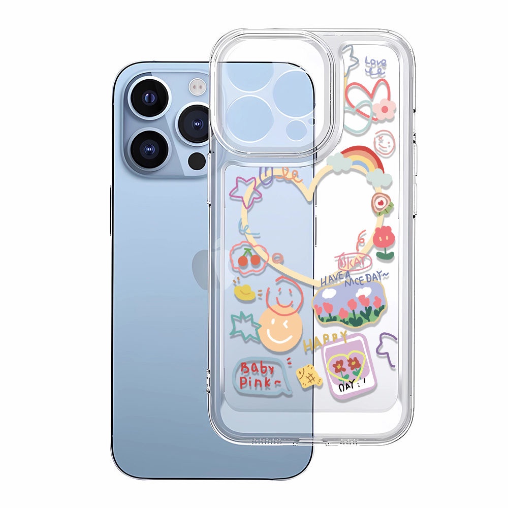 Ốp Điện Thoại Dẻo Họa Tiết Hoa / Mặt Cười Dễ Thương Cho iPhone14Promax 12713 8 V7OK 11Promax