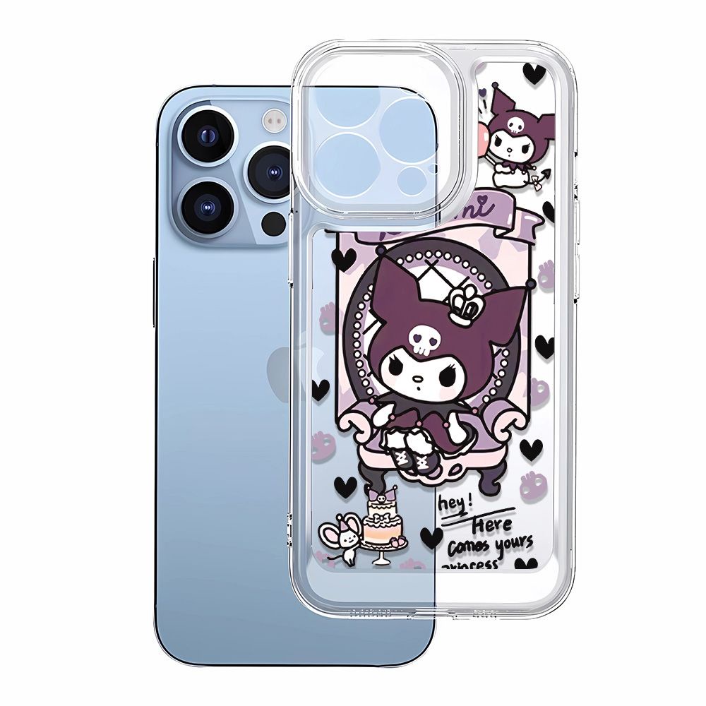 Ốp Điện Thoại Dẻo Màu Tối In Họa Tiết Kuromi Niche V1BU Chống Bụi Bẩn Cho Iphone11 12Promax 7 8p13