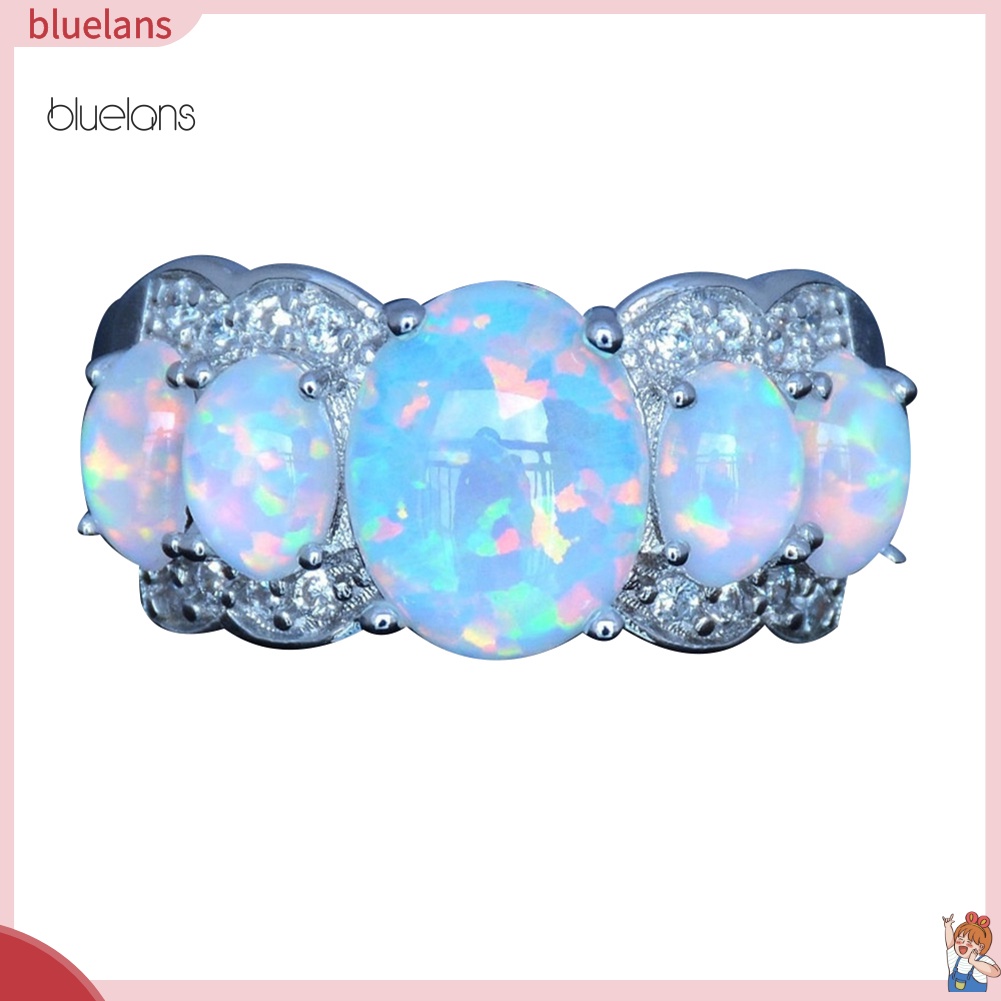 Nhẫn Đính Hôn Đính Đá Opal Nhân Tạo Hình Oval Thời Trang Dành Cho Nữ