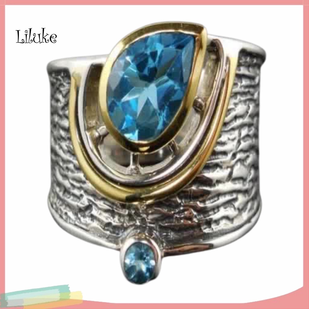 Nhẫn Hợp Kim Trang Trí Đá Màu Trơn Hình Giọt Nước Xinh Xắn Thời Trang Cho Nữ