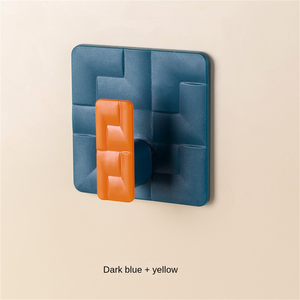 Móc 2 Cái Vuông Màu Sắc Tương Phản Móc Treo Tường Không Dấu Vết Móc Dán Sáng Tạo Cửa Nhà Bếp Móc Lưu Trữ Phía Sau Phòng Tắm Không Cần Đinh VN
