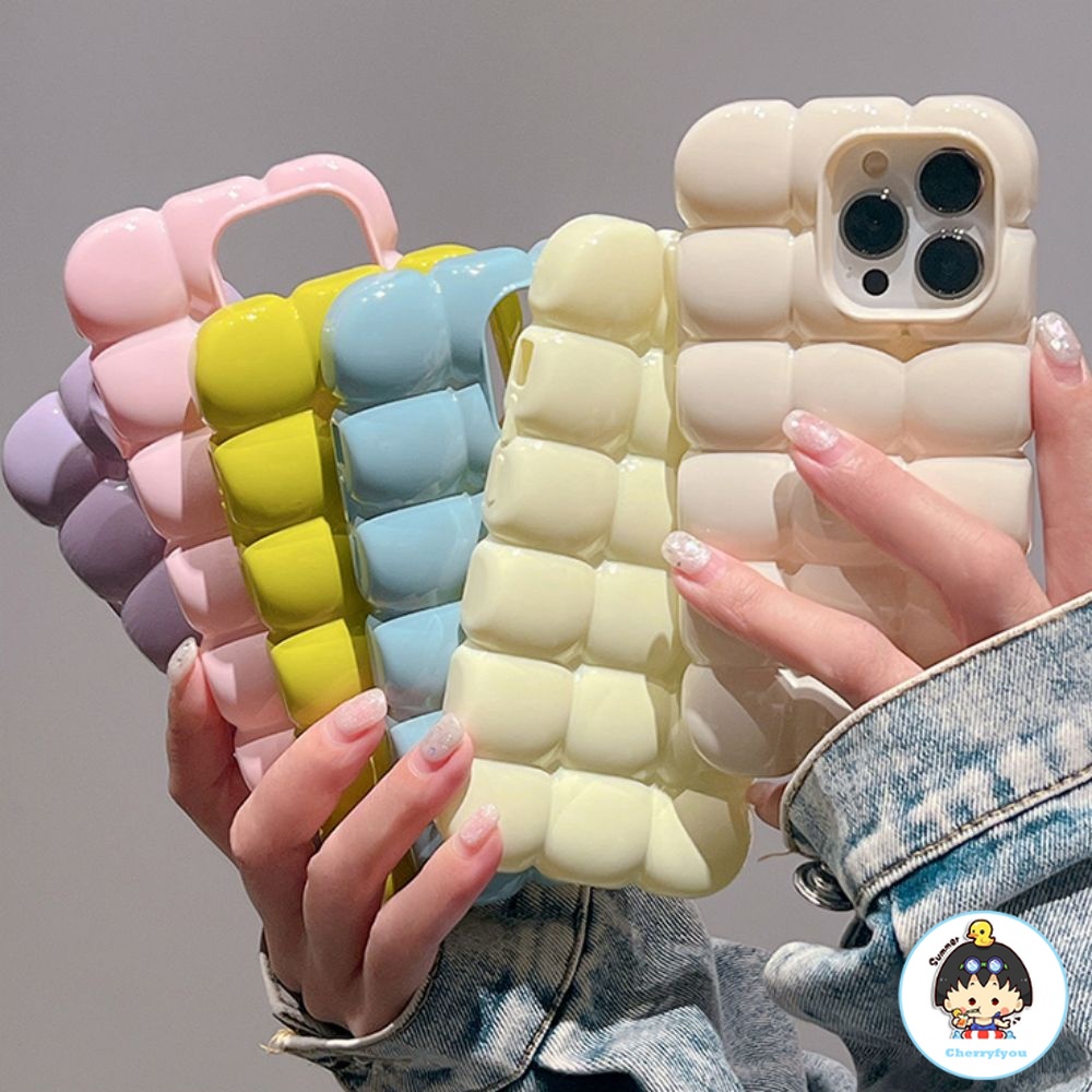 Ốp Điện Thoại TPU Mềm Chống Sốc Họa Tiết Kẻ Ô 3D Màu Trơn Đơn Giản Cho IPhone 11 12 13 14 Pro Max