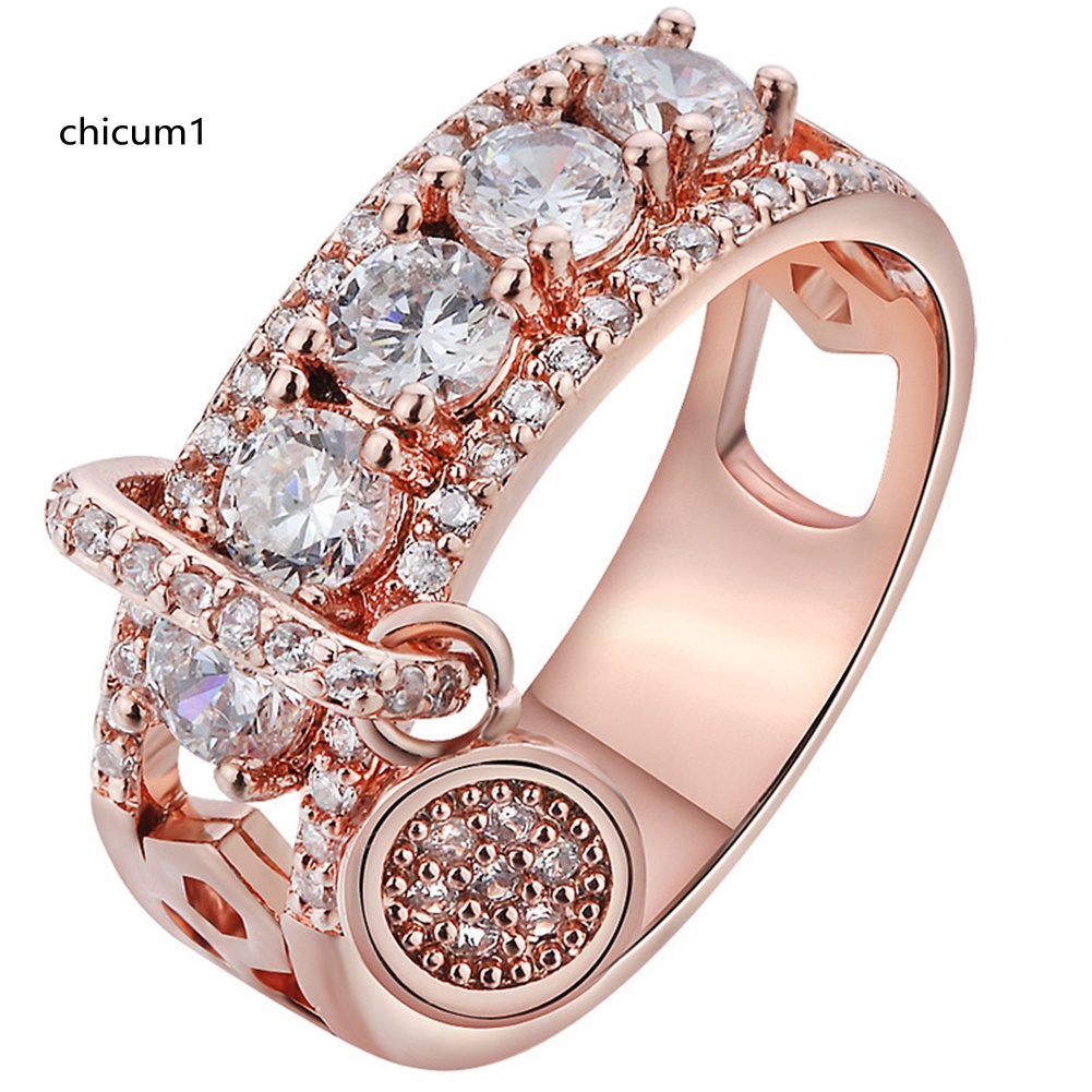 Nhẫn Đính Hôn Đính Kim Cương Giả Thanh Lịch Cho Nữ