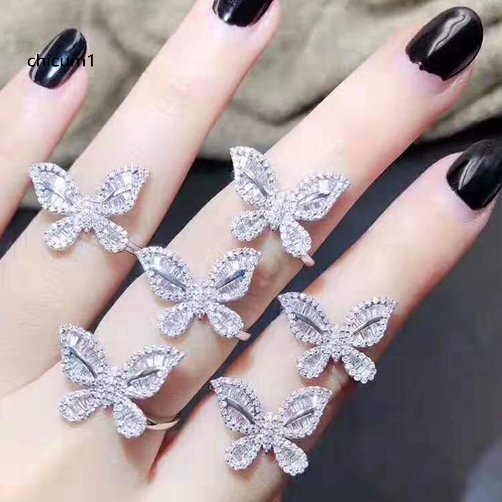 Nhẫn Hợp Kim Hình Bướm Đính Đá Zircon Phong Cách Vintage Cho Nữ