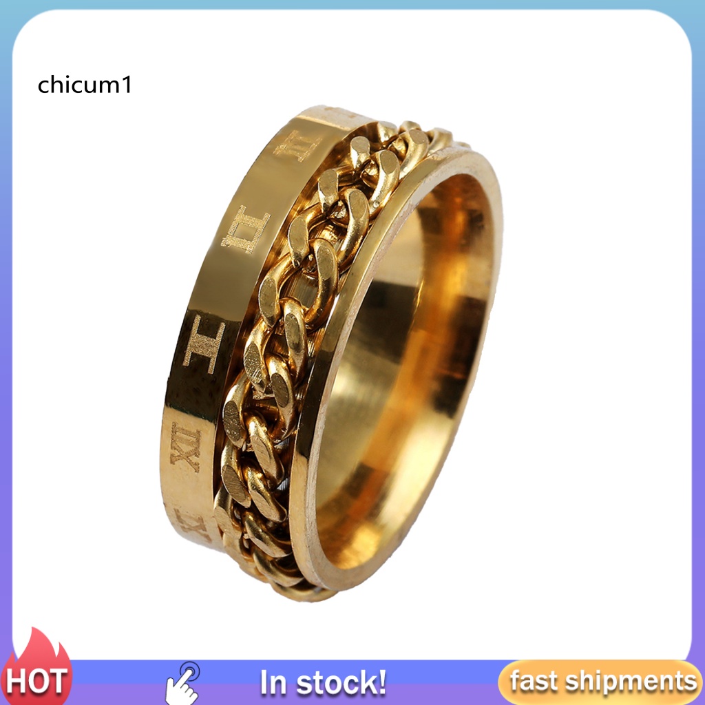 Nhẫn Thép Không Gỉ Phối Dây Xích Thời Trang Cho Nam