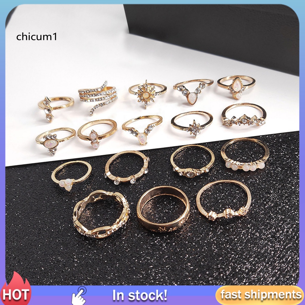 Set 17 Nhẫn Đeo Khớp Ngón Tay Phong Cách Vintage