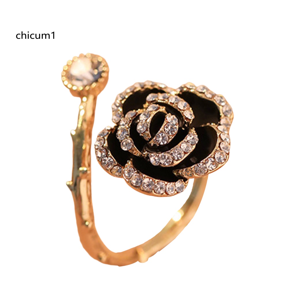 Nhẫn Hở Hình Hoa Trà Phong Cách Hàn Quốc Có Thể Điều Chỉnh Kích Cỡ