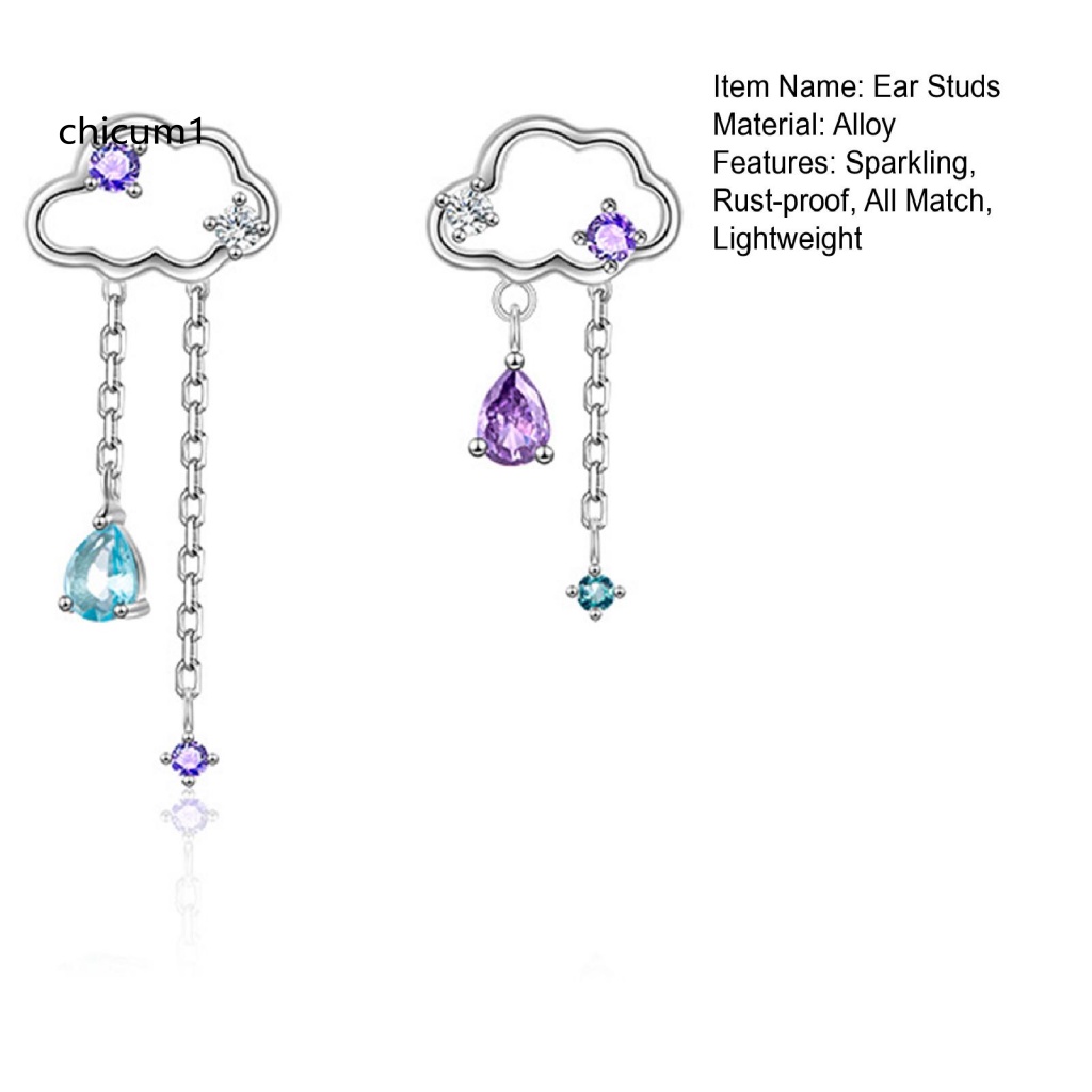 1 Cặp Bông Tai Hình Đám Mây Lấp Lánh Bằng Hợp Kim Không Gây Dị Ứng Thời Trang Cho Nữ