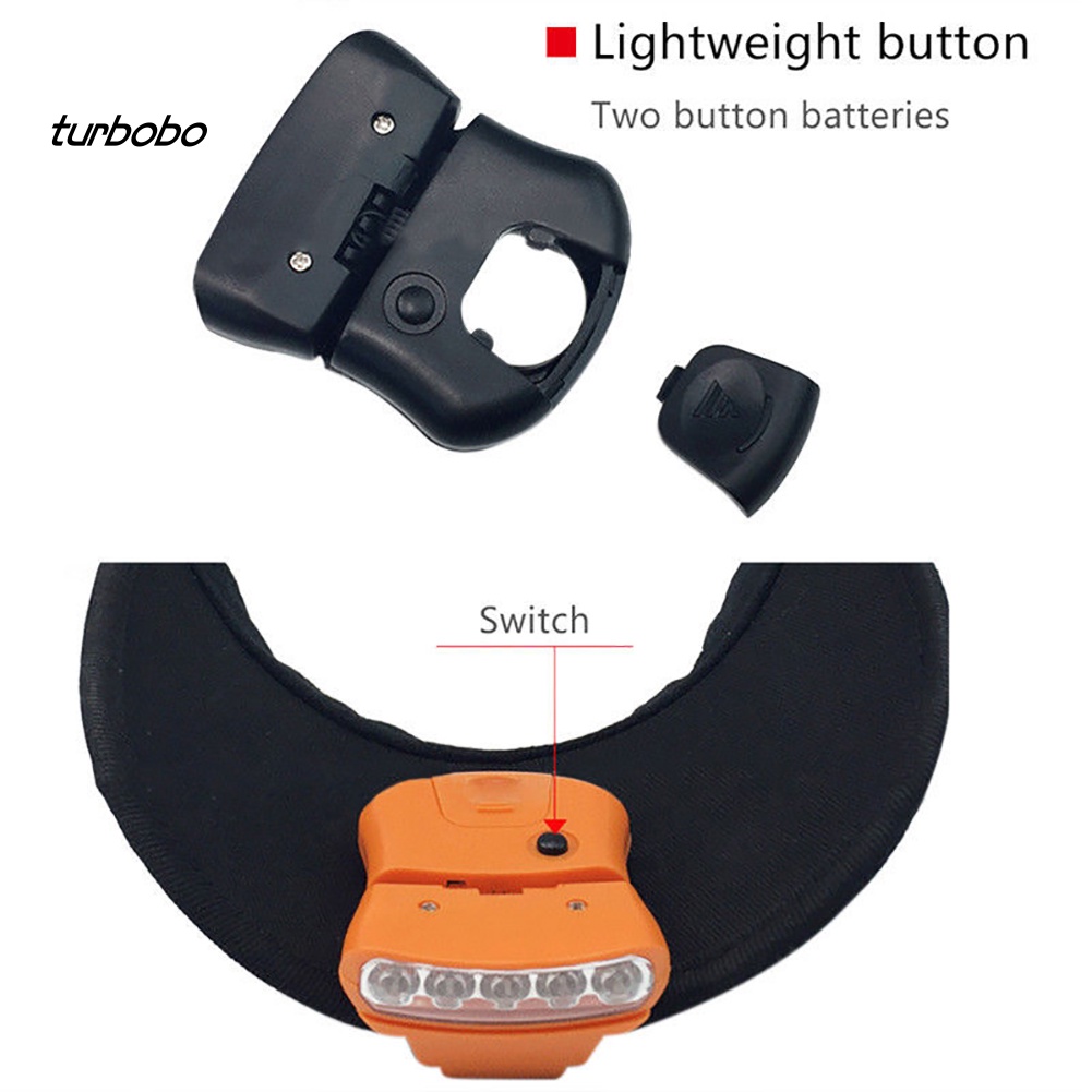 Đèn Led 5 Bóng Turo Có Kẹp Gắn Mũ Lưỡi Trai