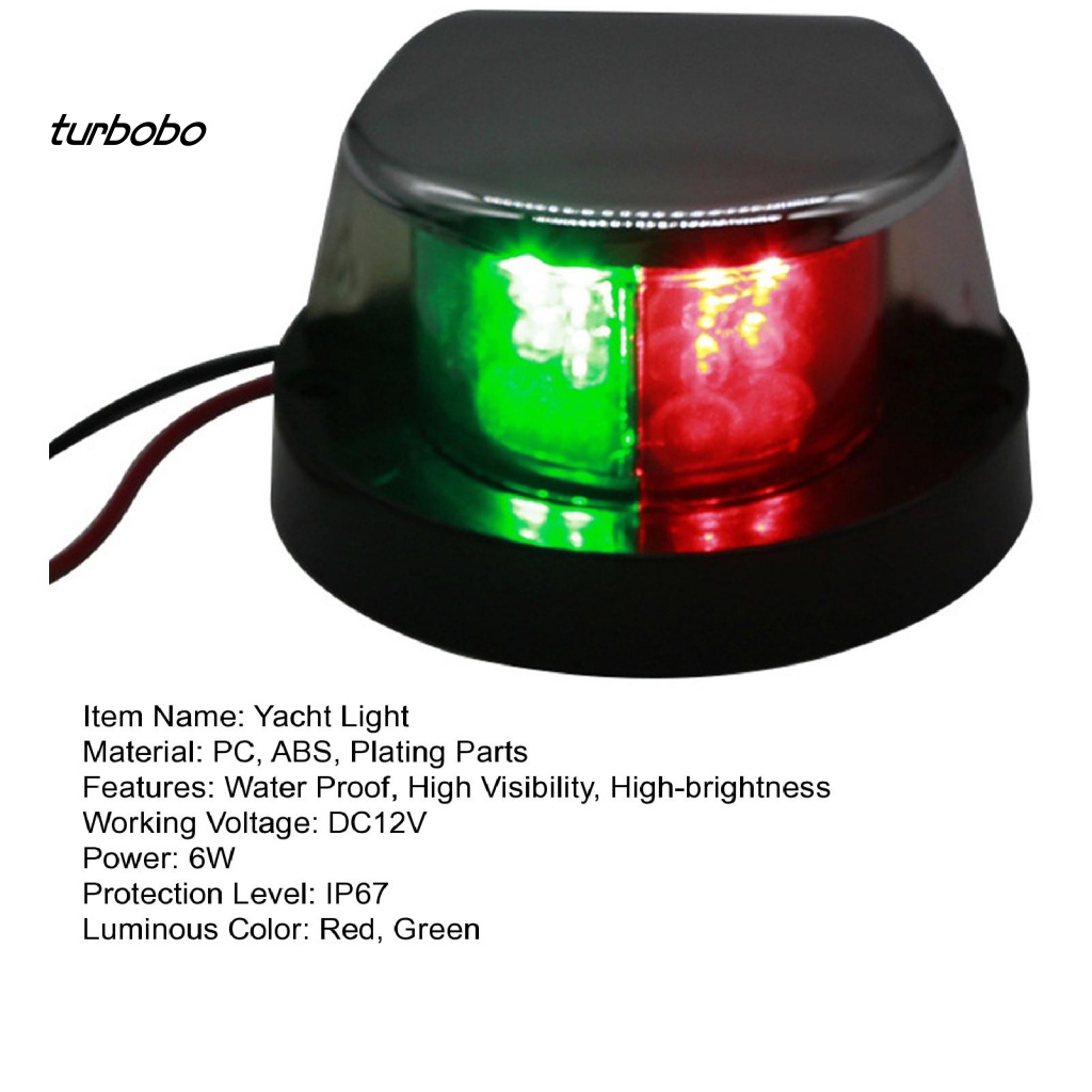 Turbobobo Đèn Chiếu Sáng Bên Hông Tàu Thuyền Độ Sáng Cao Chống Thấm Nước Chất Liệu ABS Màu Đỏ Và Xanh Lá