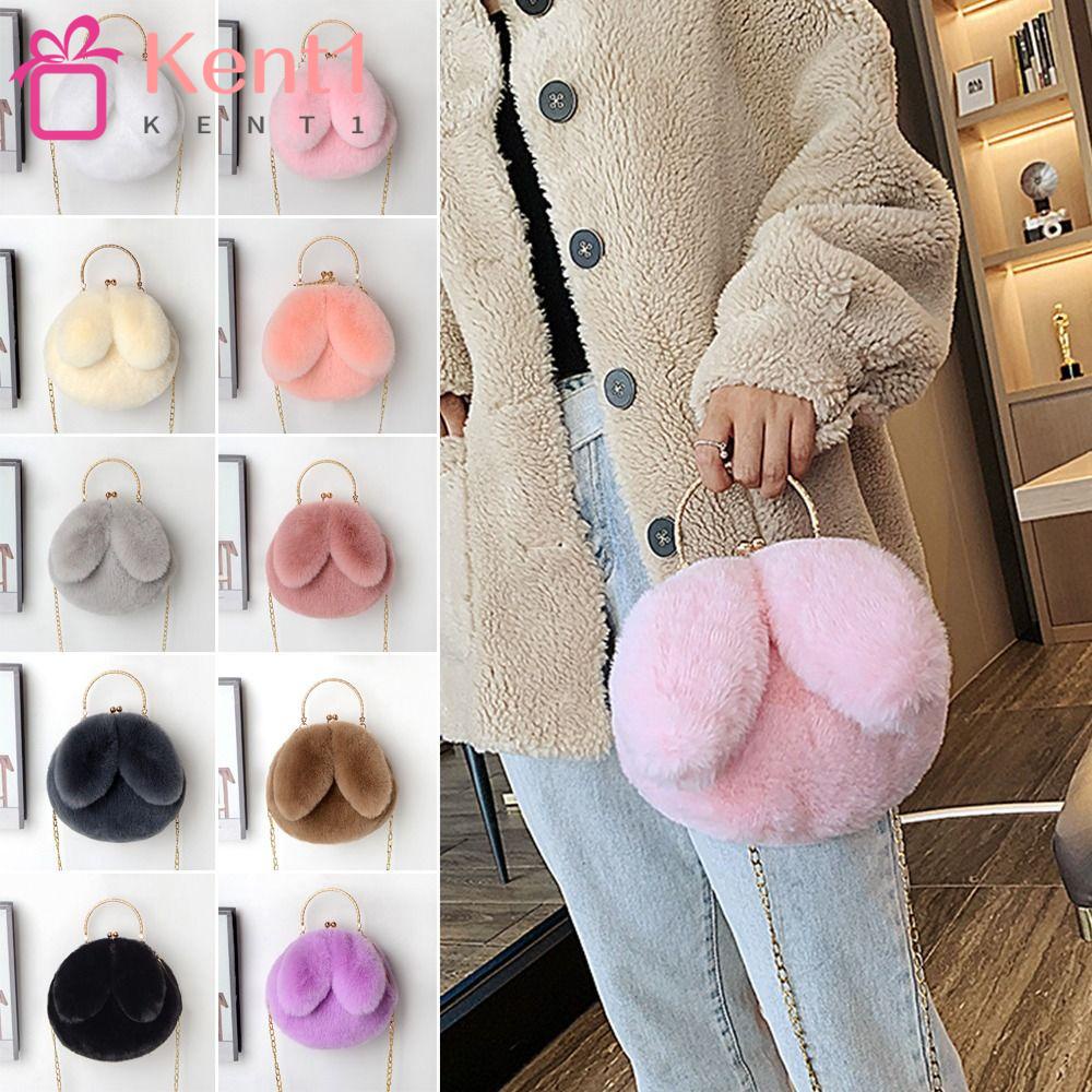 KENT1 Túi Đeo Vai Hình Tai Thỏ Bằng Lông Nhung Dễ Thương Xinh Xắn