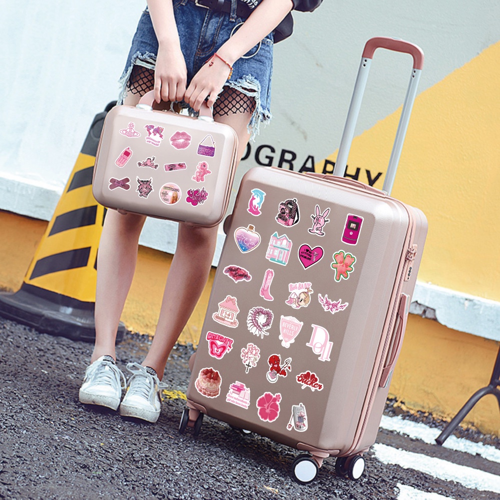 Set 52 Miếng Dán Y2K Millennium Màu Hồng Cổ Điển Trang Trí Điện Thoại / Laptop / Notebook