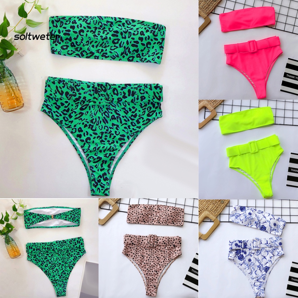 Bộ Đồ Bơi Bikini Dạng Ống Lưng Cao In Họa Tiết Hoa Có Đệm Mút Gợi Cảm Cho Nữ