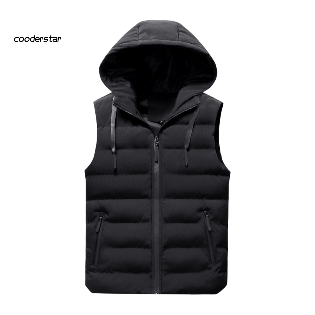 Áo Khoác Phao Sát Nách Có Nón Dáng Ôm Lót Cotton Thời Trang Thu Đông Cho Nam