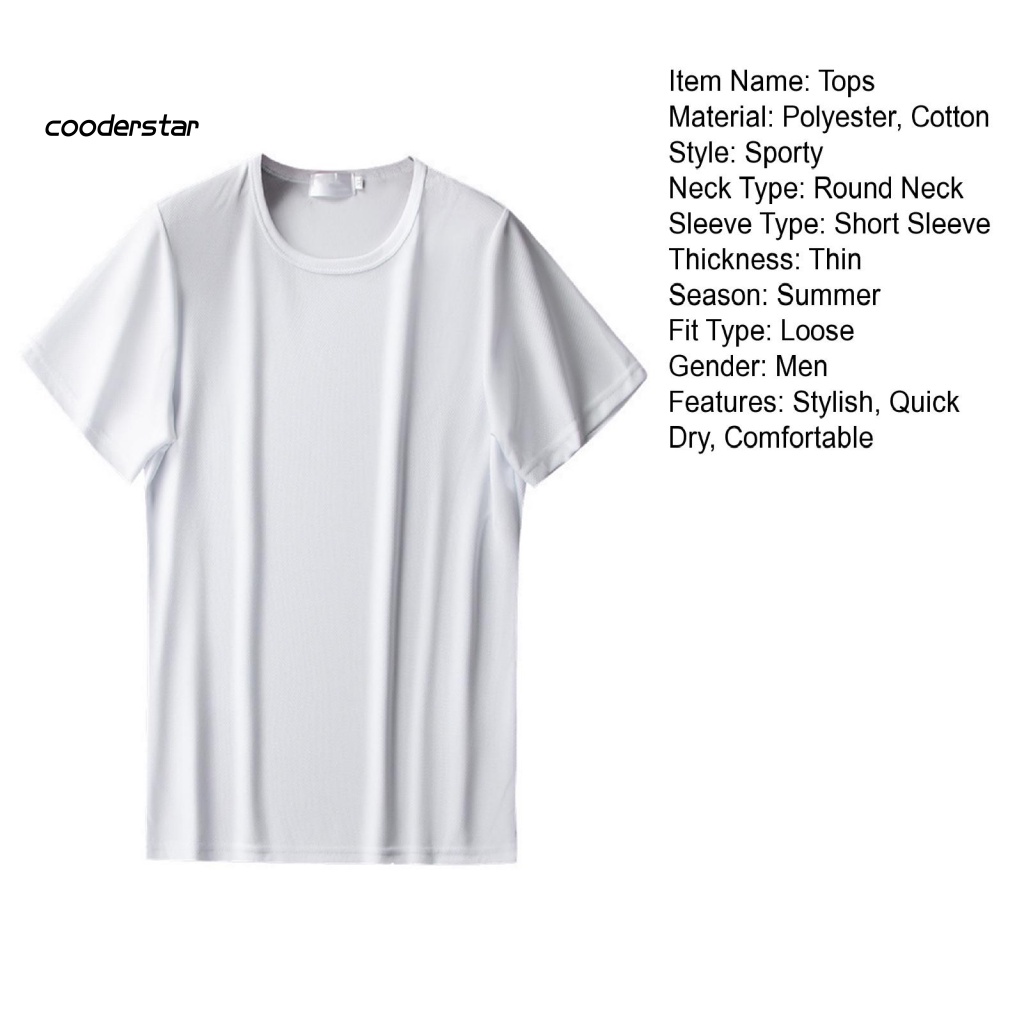 Áo Thun Cotton Tay Ngắn Cổ Tròn Phối Lưới Thoáng Khí Nhanh Khô Thời Trang Mùa Hè Cho Nam