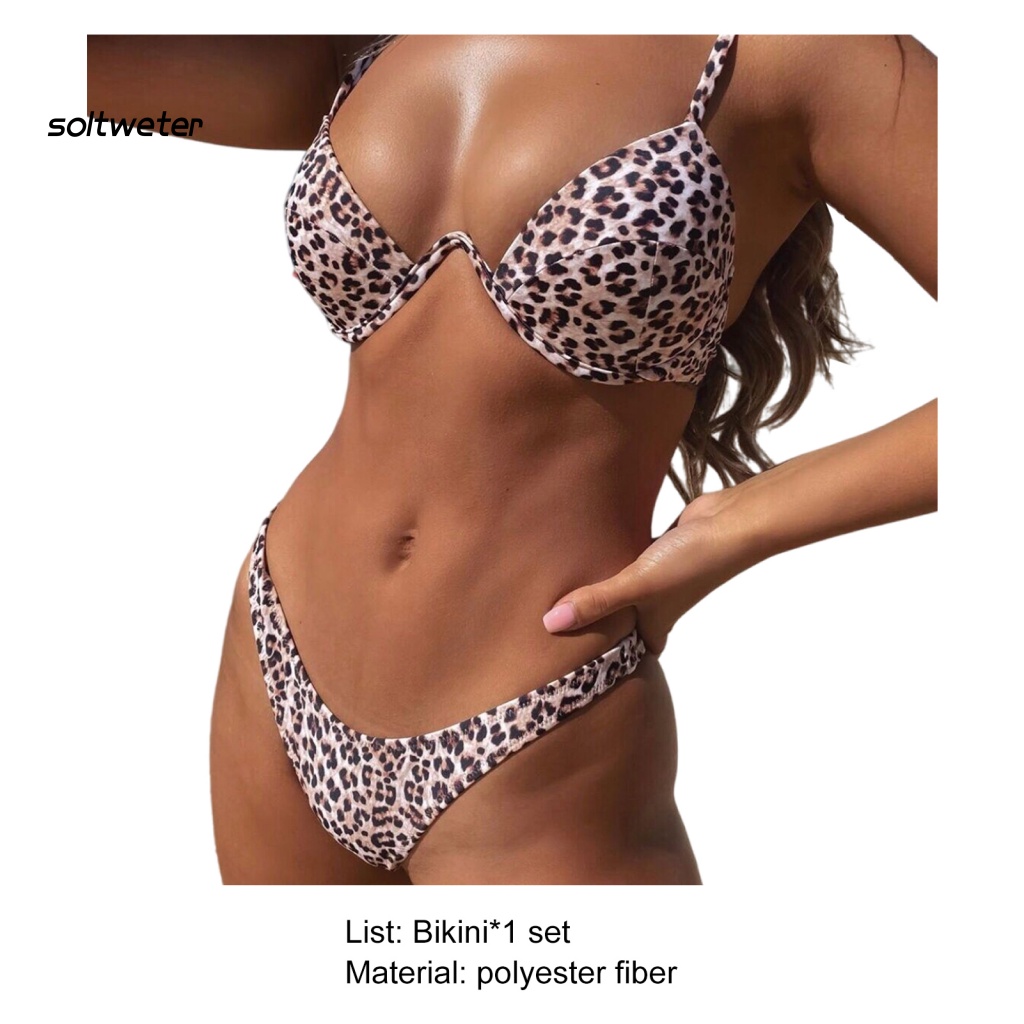 1 Bộ Đồ Bơi Bikini Bằng Polyester Siêu Mềm Chống Rách Có Đệm Mút Nâng Ngực Thời Trang Cho Bạn Gái