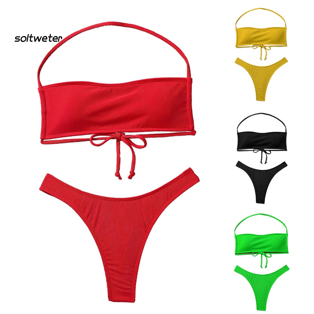 Bộ Bikini 2 Mảnh Màu Sắc Thời Trang Gợi Cảm Cho Nữ